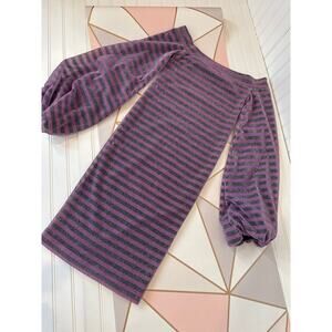 Cesar Galindo Striped Off The Shoulder Knee Length Dress Designer Size XXS